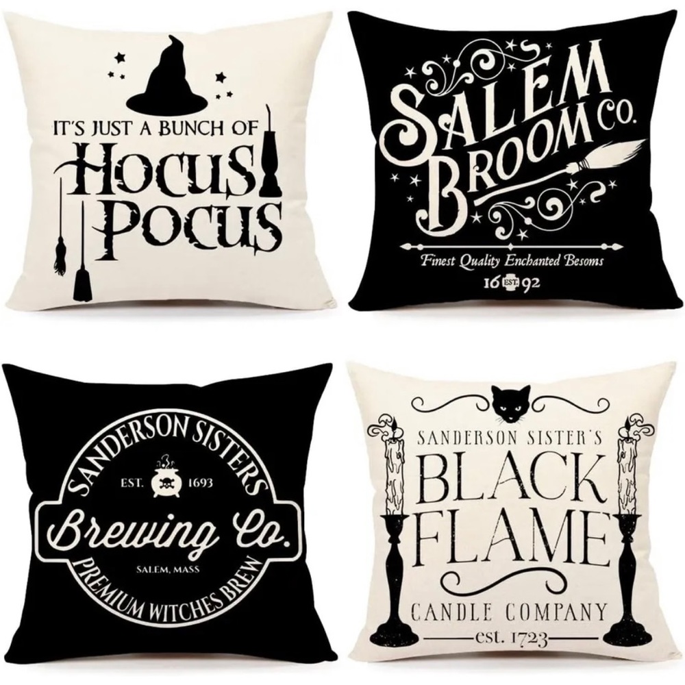 Halloween Throw Pillow Covers 18x18 Set of 4 Sanderson Sisters Hocus Pocus New